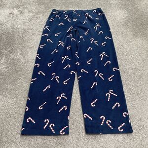 Simply Styles Fleece Pajama Sleep Pants Men Large Blue Candy Canes Holiday 34x30